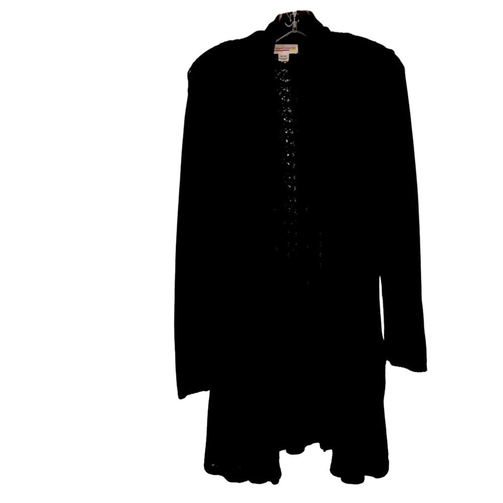 Cotton + Country Black Knit Open Sweater. M
